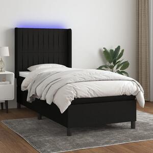 VidaXL Κρεβάτι Boxspring με Στρώμα & LED Μαύρο 80x200 εκ. Υφασμάτινο