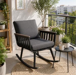 Κουνιστή Καρέκλα κήπου Amalfi Lesli Living από Αλουμίνιο/Polywood με αδιάβροχα μαξιλάρια και διαστάσεις 71x95x81cm