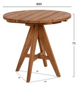 ΤΡΑΠΕΖΙ HM9623 LEO ΣΤΡΟΓΓΥΛΟ ΞΥΛΟ ΤΕΑΚ Φ80x75Υεκ