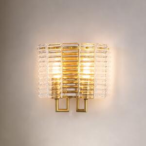 Searchlight Φωτιστικό τοίχου Flute, χρυσό/διαφανές, γυαλί, μέταλλο, E14, ρυθμιζόμενος, Χρυσό / Ορείχαλκου, Σαλόνι / τραπεζαρία, Γυαλί