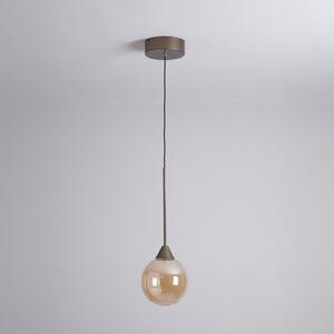 Searchlight Κρεμαστό φωτιστικό LED OPUS Lux, 1 λάμπα, χάλκινο, γυαλί κεχριμπαριού, CCT, ρυθμιζόμενος, Μπρούτζινο / Αντικέ ορείχαλκου, Σαλόνι / τραπεζαρία, Γυαλί