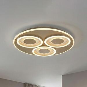 Searchlight Φωτιστικό οροφής LED Wreath Flush, χρώμα άμμου, CCT, σίδερο, με δυνατότητα, ρυθμιζόμενος, Μπεζ, Σαλόνι / τραπεζαρία, Μέταλλο, σύγχρονο