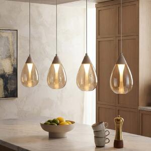 Searchlight Κρεμαστό φωτιστικό LED Pear, 4 λαμπτήρες, μακρύ, μπεζ, γυαλί κεχριμπαριού,, ρυθμιζόμενος, Μπεζ, Σαλόνι / τραπεζαρία, Γυαλί, σύγχρονο