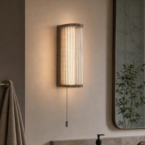 Searchlight Φωτιστικό τοίχου LED Rue, χάλκινο, IP44, μέταλλο, γυαλί, 3.000 K, ρυθμιζόμενος, Μπρούτζινο / Αντικέ ορείχαλκου, Μπάνιο, Μέταλλο