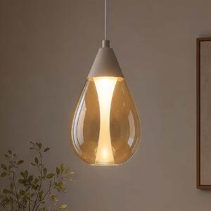 Searchlight Κρεμαστό φωτιστικό LED Pear, 1 λάμπα, μπεζ, γυαλί κεχριμπαρένιο, 3.000 K, ρυθμιζόμενος, Μπεζ, Σαλόνι / τραπεζαρία, Γυαλί, σύγχρονο