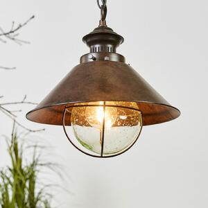 FARO BARCELONA Κρεμαστό φωτιστικό Nautica Ø 26 cm, Καφέ / Σκουριάς, Μέταλλο