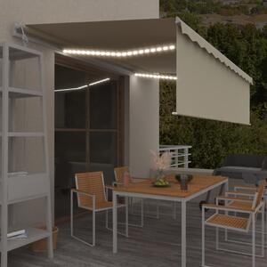 VidaXL Τέντα Αυτόματη με Σκίαστρο/LED/Αισθ. Ανέμου Κρεμ 5 x 3 μ