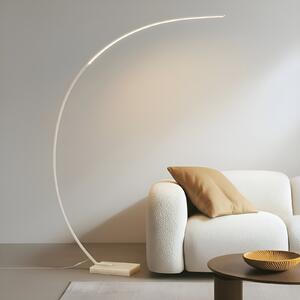 Lindby LED τοξωτό φωτιστικό δαπέδου Kendra, λευκό, αλουμίνιο, ύψος 180cm, ρυθμιζόμενος, Λευκό, Σαλόνι / τραπεζαρία, Μέταλλο, σύγχρονο