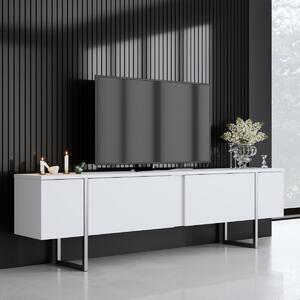 Έπιπλο Τηλεόρασης (180x30x50) A-G Luxe 618BLY1251 White/Silver