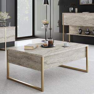 Τραπέζι Σαλονιού (90x60x40) A-G Luxe 618BLY1354 Travertine/Gold