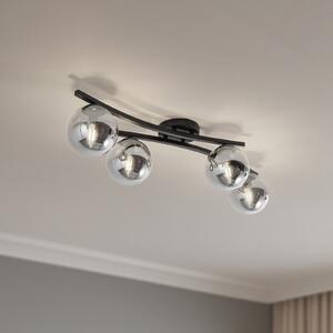 EMIBIG LIGHTING Φωτιστικό οροφής Opus, μήκος 84 cm, γκρι/μαύρο καπνού, 4-φωτο., ρυθμιζόμενος, Μαύρο, Σαλόνι / τραπεζαρία, Μέταλλο, σύγχρονο