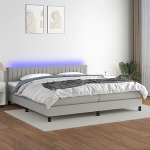 VidaXL Κρεβάτι Boxspring με Στρώμα & LED Αν.Γκρι 200x200εκ. Υφασμάτινο