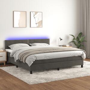 VidaXL Κρεβάτι Boxspring με Στρώμα & LED Σκ. Γκρι 160x200εκ. Βελούδινο