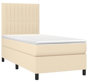 VidaXL Κρεβάτι Boxspring με Στρώμα Κρεμ 90x200 εκ.Υφασμάτινο