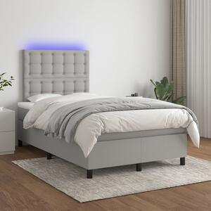 VidaXL Κρεβάτι Boxspring με Στρώμα & LED Αν.Γκρι 120x200 εκ Υφασμάτινο