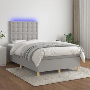 VidaXL Κρεβάτι Boxspring με Στρώμα & LED Αν.Γκρι 120x200 εκ Υφασμάτινο