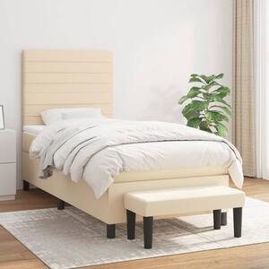 VidaXL Κρεβάτι Boxspring με Στρώμα Κρεμ 90x200 εκ.Υφασμάτινο