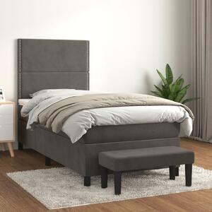 VidaXL Κρεβάτι Boxspring με Στρώμα Σκούρο Γκρι 80x200 εκ. Βελούδινο