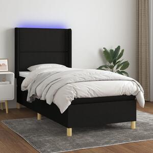 VidaXL Κρεβάτι Boxspring με Στρώμα & LED Μαύρο 80x200 εκ. Υφασμάτινο