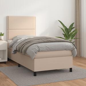 VidaXL Κρεβάτι Boxspring με Στρώμα Καπουτσίνο 90x200εκ.από Συνθ. Δέρμα