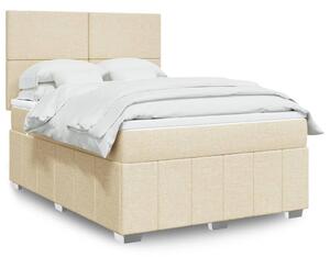 VidaXL Κρεβάτι Boxspring με Στρώμα Κρεμ 140x200 εκ. Υφασμάτινο