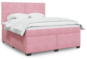 VidaXL Κρεβάτι Boxspring με Στρώμα Ροζ 180x200 εκ. Βελούδινο