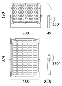 LED Εξωτερικού χώρου solar προβολέας με αισθητήρα LED/30W/6,4V IP65 3000/4000K