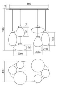 Redo 01-3212 - Κρεμαστό φωτιστικό οροφής LUKE 6xE27/42W/230V μαύρο