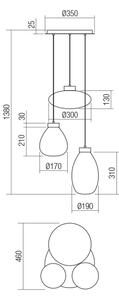 Redo 01-3197 - Κρεμαστό φωτιστικό οροφής LUKE 3xE27/42W/230V μαύρο