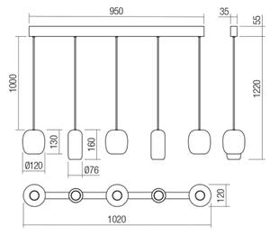 Redo 01-3481 - Κρεμαστό φωτιστικό οροφής BOOM 5xGU10/10W/230V μαύρο/πράσινο/καφέ