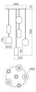 Redo 01-3482 - Κρεμαστό φωτιστικό οροφής BOOM 6xGU10/10W/230V μαύρο/πράσινο/καφέ