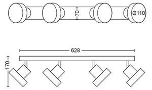 Philips 50604/30/P0 - LED Σποτ BUKKO 4xLED/4,3W/230V