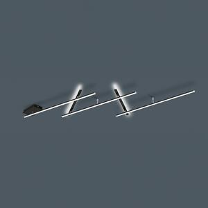 Trio Lighting Περιστρεφόμενη λάμπα οροφής LED Indira, ρυθμιστής έντασης μαύρος, ρυθμιζόμενος, Μαύρο, Σαλόνι / τραπεζαρία, Μέταλλο, σύγχρονο, Γωνιακός τοίχος