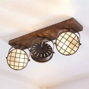 Lindby Προβολέας Tamin, 48 cm, χρώματος σκουριάς, 3-φωτο, γυαλί, ρυθμιζόμενος, Καφέ / Σκουριάς, Σαλόνι / τραπεζαρία, Μέταλλο, Βιομηχανικός σχεδιασμός