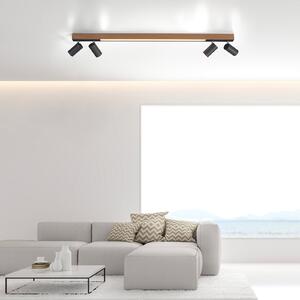 PURE Φωτιστικό οροφής LED Lines, 120 cm, μαύρο, ξύλο, τηλεχειριστήριο, ρυθμιζόμενος, Ξύλου, Σαλόνι / τραπεζαρία, Μέταλλο