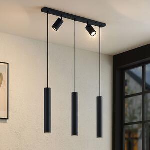 Lindby Κρεμαστό φωτιστικό Sanad, 70 cm, 5 φώτα, μαύρο, GU10, ρυθμιζόμενος, Μαύρο, Σαλόνι / τραπεζαρία, Μέταλλο, σύγχρονο