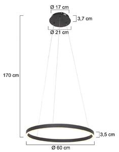LED κρεμαστό φωτιστικό Ringlux Ø 60cm 2-φωτο μαύρο