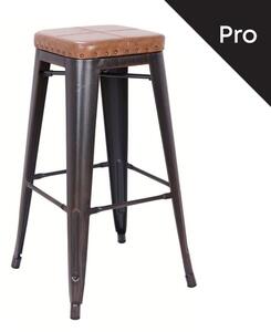 RELIX Σκαμπό Bar-Pro, Στοιβαζόμενο, Μέταλλο Βαφή Antique Black, Pu Camel - 43x43x78cm