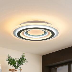 Lindby LED φωτιστικό οροφής Jazmina, 50 cm, CCT, τηλεχειριστήριο, ρυθμιζόμενος, Μαύρο, Σαλόνι / τραπεζαρία, Πλαστικό, σύγχρονο