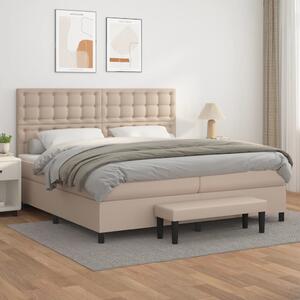 VidaXL Κρεβάτι Boxspring με Στρώμα Καπουτσίνο 200x200εκ.από Συνθ.Δέρμα