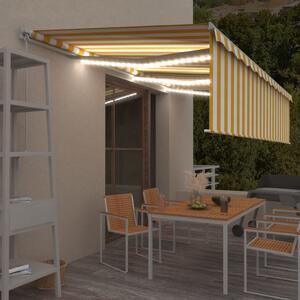 VidaXL Τέντα Συρόμενη Χειροκίνητη με Σκίαστρο&LED Κίτρινο/Λευκό 6x3 μ