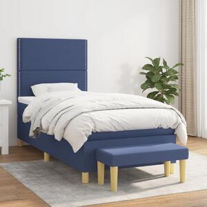 VidaXL Κρεβάτι Boxspring με Στρώμα Μπλε 90x200 εκ.Υφασμάτινο