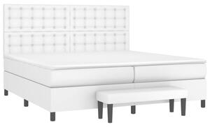 VidaXL Κρεβάτι Boxspring με Στρώμα Λευκό 200x200 εκ. Συνθετικό Δέρμα