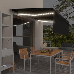 VidaXL Τέντα Αυτόματη με Σκίαστρο/LED/Αισθ. Ανέμου Ανθρακί 4,5 x 3 μ