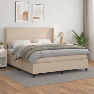 VidaXL Κρεβάτι Boxspring με Στρώμα Καπουτσίνο 160x200εκ.από Συνθ.Δέρμα