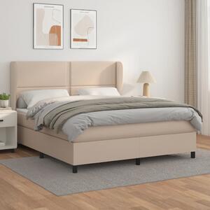 VidaXL Κρεβάτι Boxspring με Στρώμα Καπουτσίνο 180x200 εκ. Συνθ. Δέρμα