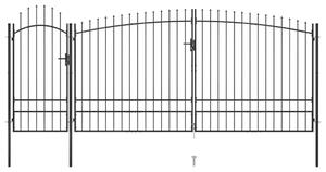 VidaXL Καγκελόπορτα με Λόγχες Μαύρη 5 x 2,45 μ