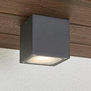 Lucande LED φωτιστικό οροφής Tanea, 10x10 cm, σκούρο γκρι, IP54, Γκρι, Μέταλλο, σύγχρονο