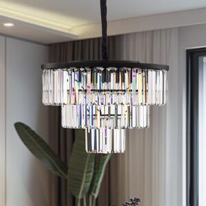 Nowodvorski Lighting Κρεμαστό φωτιστικό Cristal, διαφανές/μαύρο, Ø 56 cm, ρυθμιζόμενος, Διαφανές, Σαλόνι / τραπεζαρία, Γυαλί