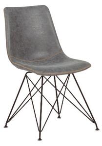 PANTON Καρέκλα Μέταλλο Βαφή Μαύρη, PU Vintage Grey 43x57x81cm